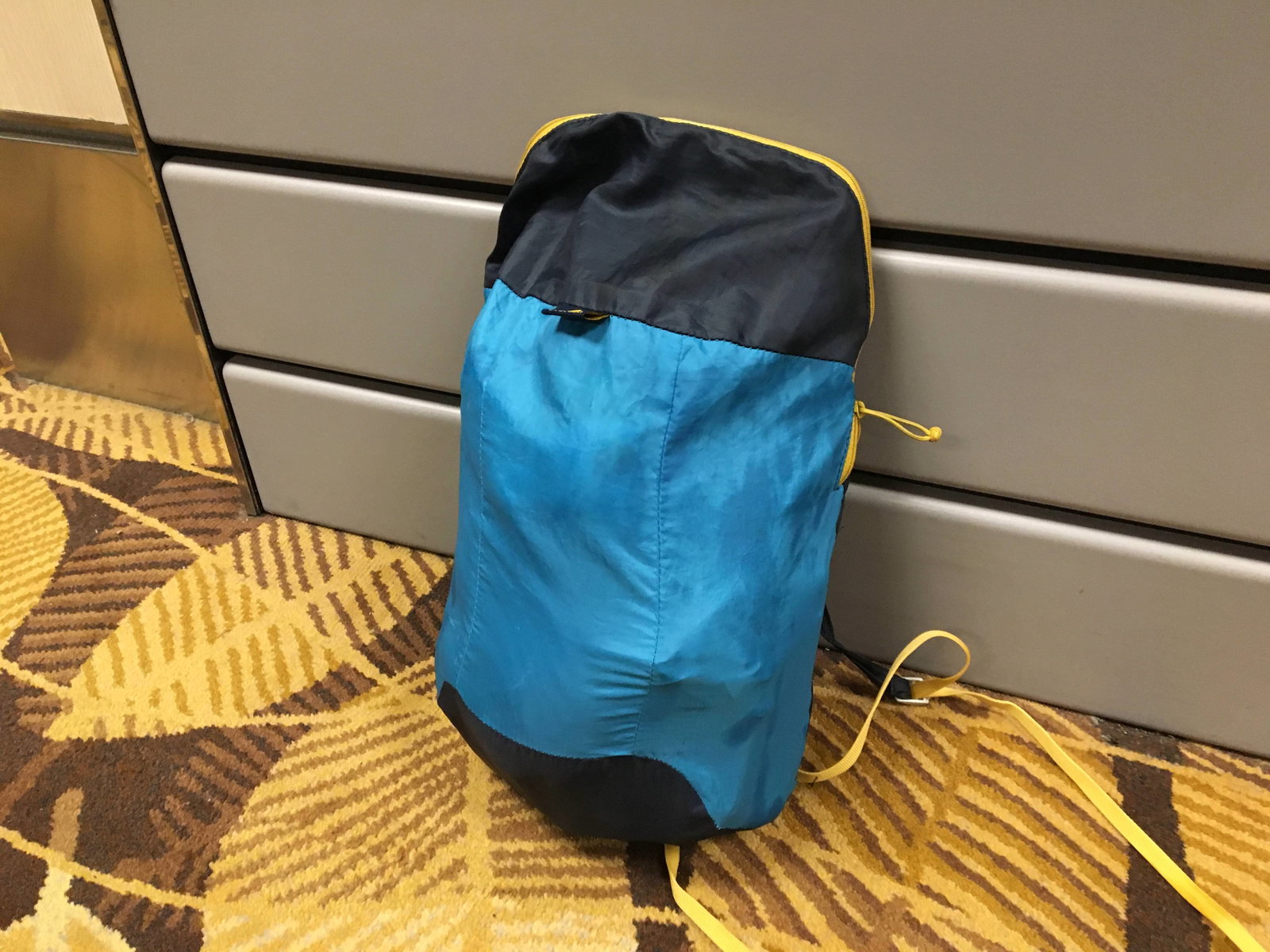 My small carry on bag. Note that photos for this article were authentically taken in bad lighting on an airport floor.