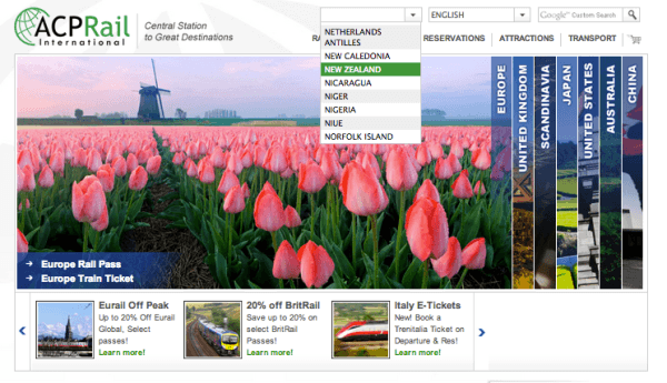 How to Book a Eurail Pass with ACPRail.com 2 Your country is important - choose it from the start for pass access and best pricing.