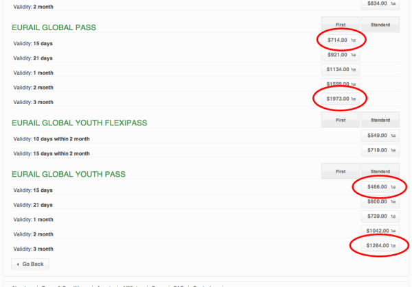 How to Book a Eurail Pass with ACPRail.com 6 The price difference between adult and youth is huge. Discounts also apply for people travelling together.