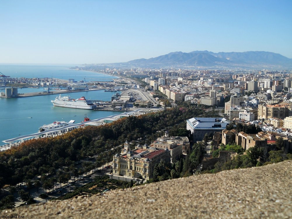 View of Paseo del Parque from Gibralfaro.