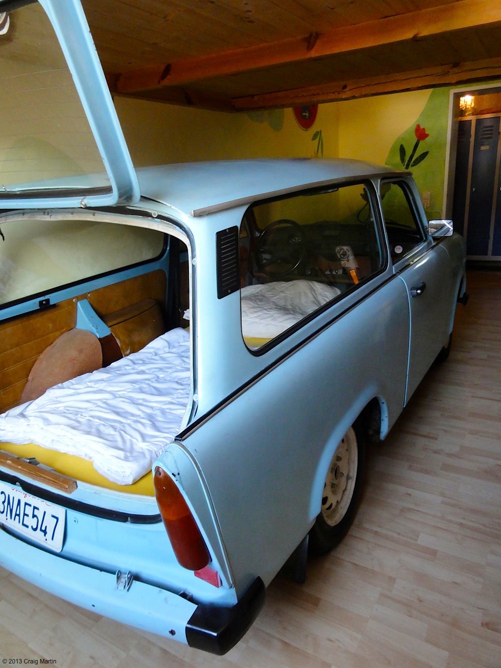 How to make the most of your German Rail Pass 5 I wasn't joking about the car... We stayed in the Hostel Lollis with a Trabant for a bed.