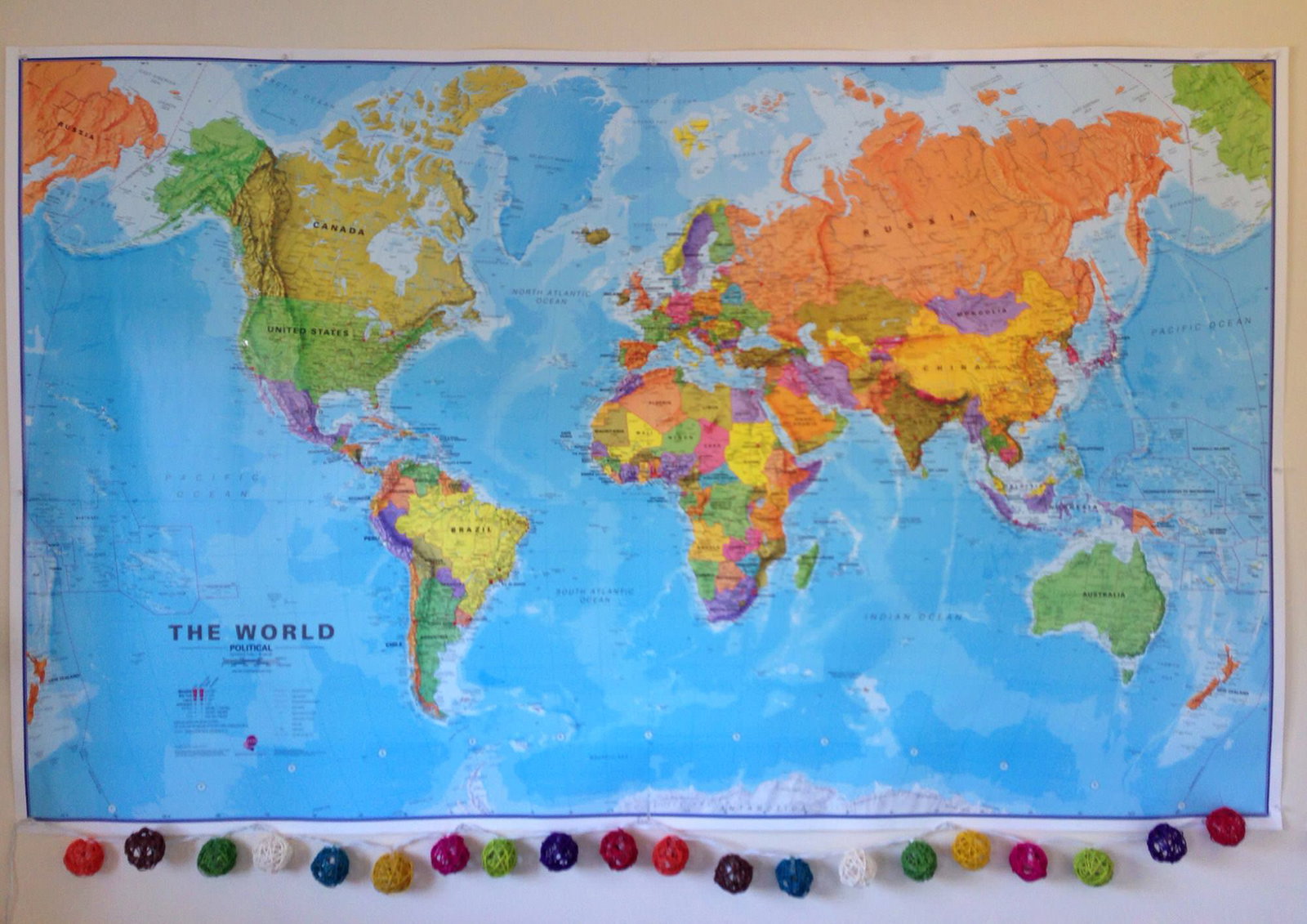 World map and lights