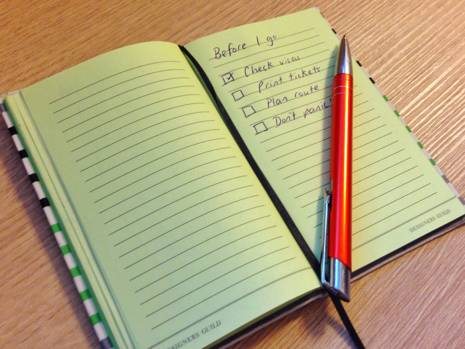 Pre-trip checklist