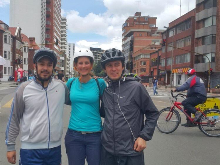 Travel diary: Bogotá 3 Julian, Linda, and Sebastian on the ciclovia.