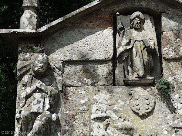 38 - detail of santiago fountain in oteira - via de la plata - camino de santiago - spain Santiago fountain in Outeiro