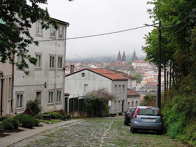 39 first sight of santiago cathedral - via de la plata - camino de santiago - spain The first glimpse of the cathedral