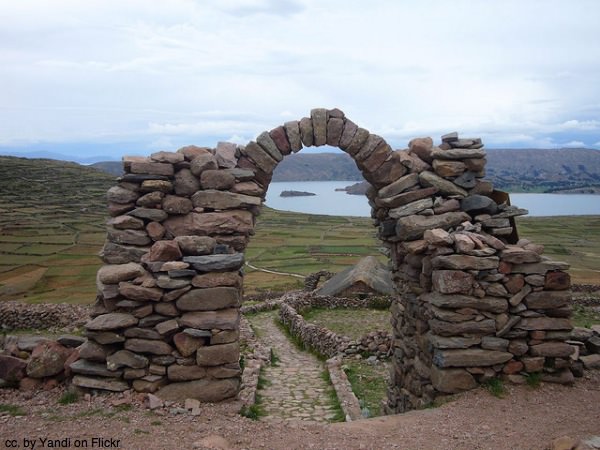Stone arch on Amantani Island, Peru Stone arch on Amantani Island, Peru