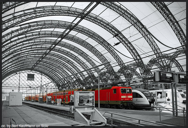 How to Book a Eurail Pass with ACPRail.com 1 Dresden train station, all grey and red.