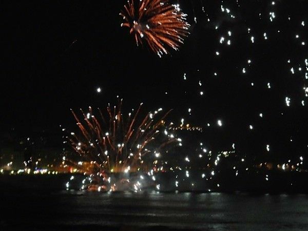 Fireworks in A Coruna Spain War-memorial war fireworks