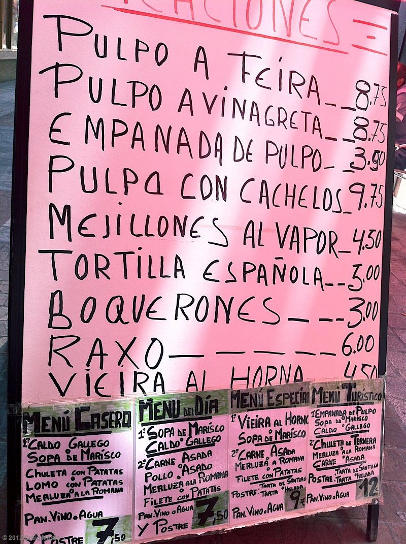 lunch menu del dia menu a corunna spain Menu del día menu