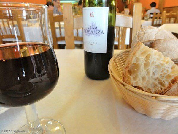 menu del dia - wine and bread - a corunna spain Sundays are wonderful