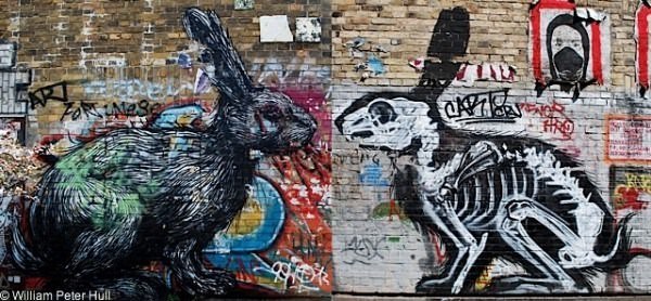 Berlin street art tours with the Hidden Path 3 rabbits chains berlin street art germany - Berlin street art tours with the Hidden Path