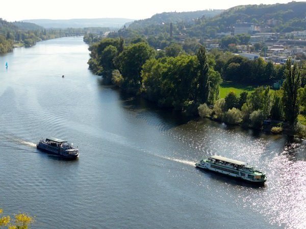 river from vysehrad gardens prague czech republic - Travel in Prague and Vienna podcast